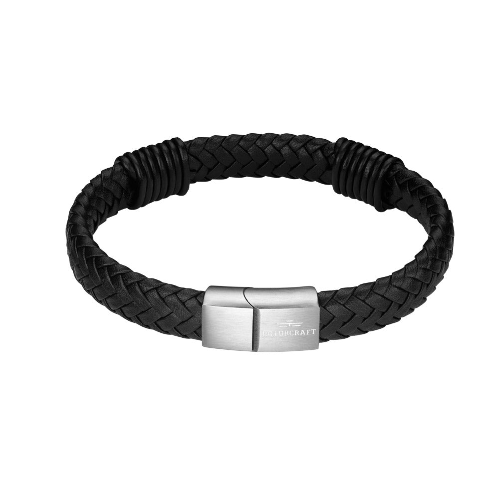 Rotorcraft RCB03 black braided leather bracelet