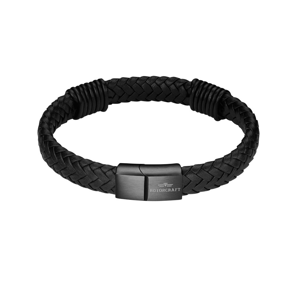 Rotorcraft RCB04 black braided leather bracelet