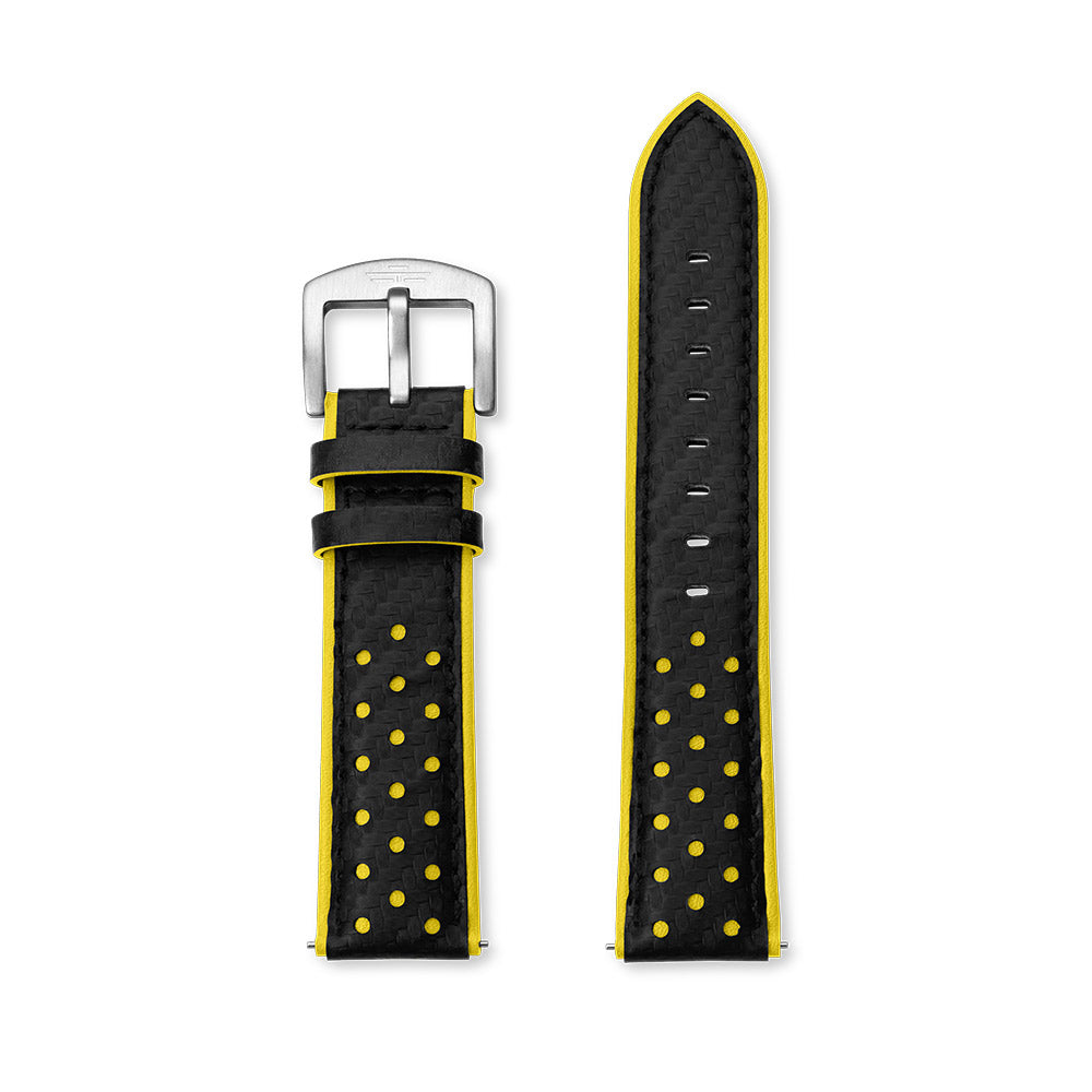 RS07 leather strap black/yellow 22mm – Rotorcraft Watches®